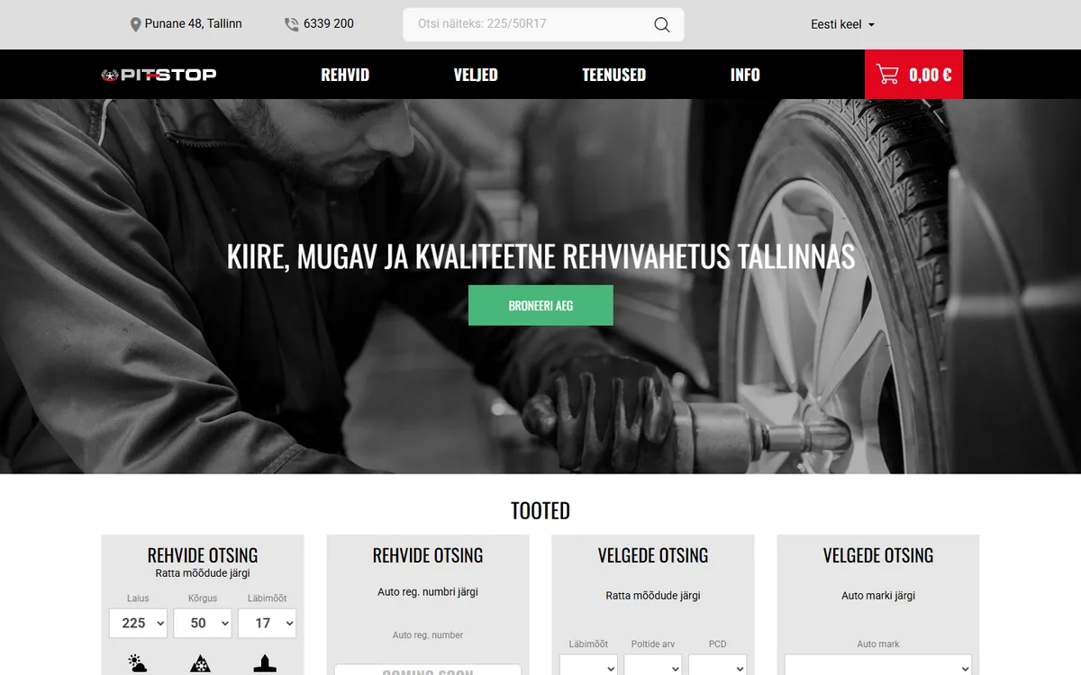 Pit-Stop Rehvid Tallinn tyre shop and service homepage preview