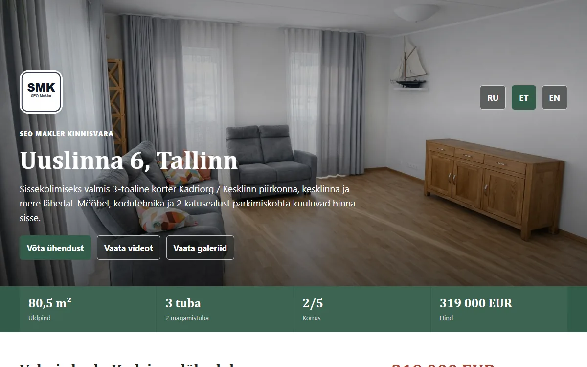 SEO Makler multilingual property homepage preview